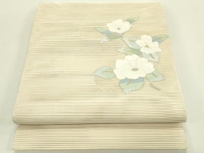 平和屋着物＊夏物　八寸名古屋帯　絽綴れ　エ霞草花文　金銀糸　正絹　逸品　CABI5328rv