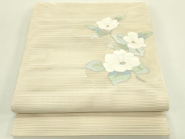 平和屋着物＊夏物　八寸名古屋帯　絽綴れ　エ霞草花文　金銀糸　正絹　逸品　CABI5328rv