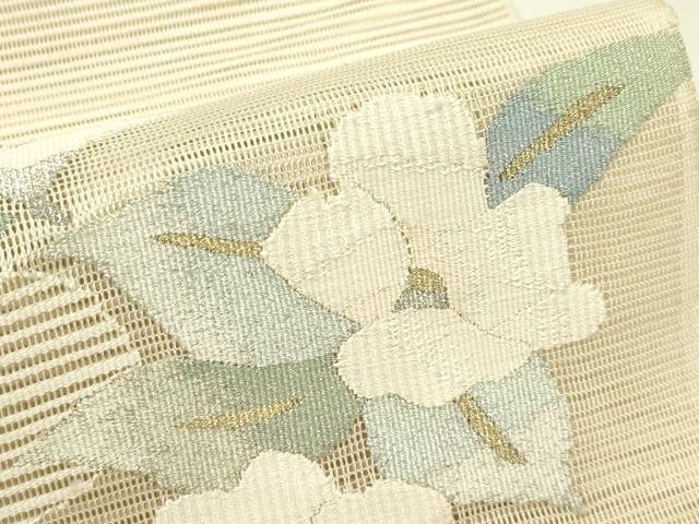 平和屋着物＊夏物　八寸名古屋帯　絽綴れ　エ霞草花文　金銀糸　正絹　逸品　CABI5328rv