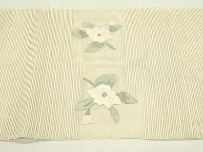 平和屋着物＊夏物　八寸名古屋帯　絽綴れ　エ霞草花文　金銀糸　正絹　逸品　CABI5328rv