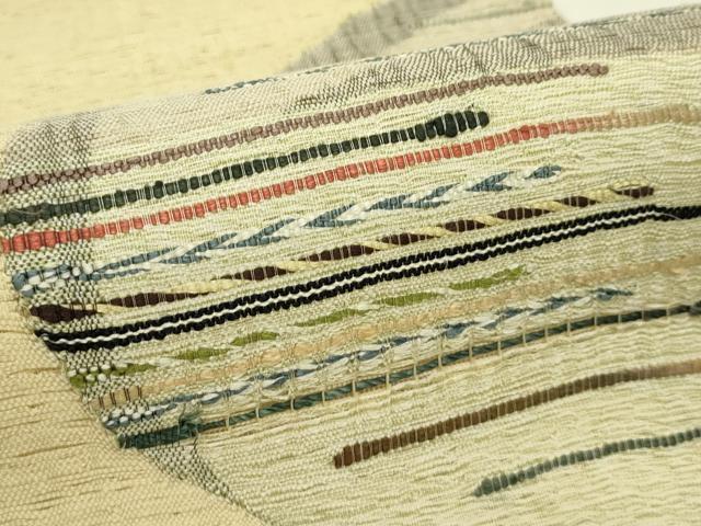 平和屋着物＊夏物　八寸名古屋帯　すくい織　抽象文　正絹　逸品　CABI5331rv