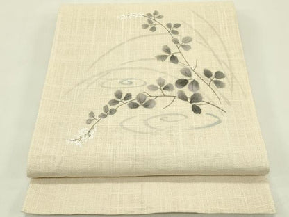 平和屋着物＊夏物　八寸名古屋帯　手描き　草花文　CABI5332rv