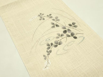 平和屋着物＊夏物　八寸名古屋帯　手描き　草花文　CABI5332rv