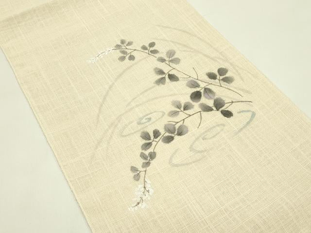 平和屋着物＊夏物　八寸名古屋帯　手描き　草花文　CABI5332rv