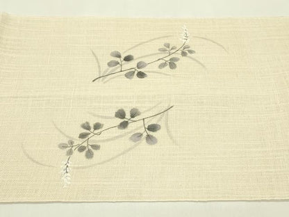平和屋着物＊夏物　八寸名古屋帯　手描き　草花文　CABI5332rv