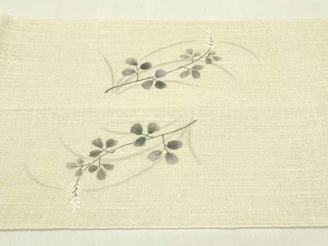 平和屋着物＊夏物　八寸名古屋帯　手描き　草花文　CABI5332rv