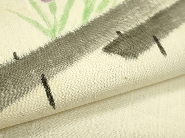 平和屋着物＊夏物　八寸名古屋帯　作家物　手描き　杜若　CABI5333rv