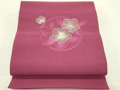 平和屋着物＊夏物　八寸名古屋帯　刺繍　絽綴れ　草花文　金銀糸　正絹　逸品　CABI5334rv