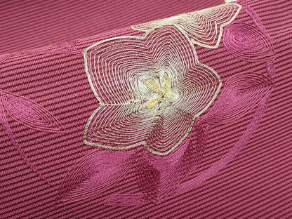 平和屋着物＊夏物　八寸名古屋帯　刺繍　絽綴れ　草花文　金銀糸　正絹　逸品　CABI5334rv
