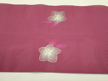 平和屋着物＊夏物　八寸名古屋帯　刺繍　絽綴れ　草花文　金銀糸　正絹　逸品　CABI5334rv