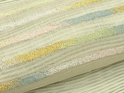 平和屋着物＊夏物　八寸名古屋帯　絽綴れ　霞文　金銀糸　正絹　逸品　CABI5335rv