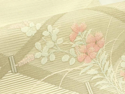 平和屋着物＊夏物　八寸名古屋帯　絽綴れ　草花菱文　金銀糸　正絹　逸品　CABI5338rv