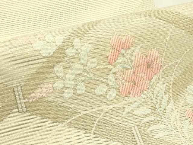 平和屋着物＊夏物　八寸名古屋帯　絽綴れ　草花菱文　金銀糸　正絹　逸品　CABI5338rv