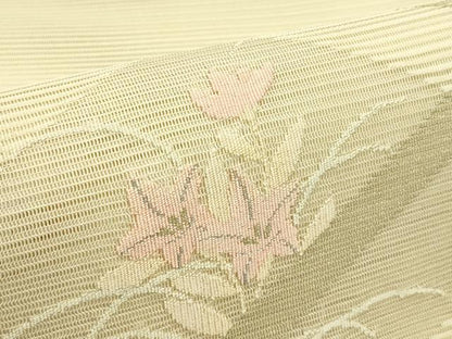 平和屋着物＊夏物　八寸名古屋帯　絽綴れ　草花菱文　金銀糸　正絹　逸品　CABI5338rv