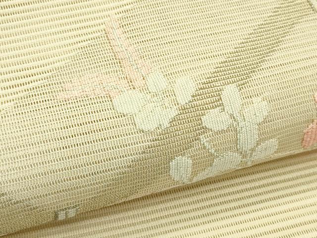 平和屋着物＊夏物　八寸名古屋帯　絽綴れ　草花菱文　金銀糸　正絹　逸品　CABI5338rv
