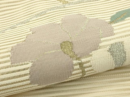 平和屋着物＊夏物　八寸名古屋帯　絽綴れ　立波花丸文　金銀糸　正絹　逸品　CABI5339rv