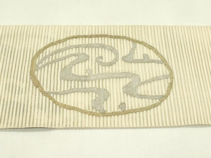 平和屋着物＊夏物　八寸名古屋帯　絽綴れ　立波花丸文　金銀糸　正絹　逸品　CABI5339rv