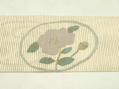 平和屋着物＊夏物　八寸名古屋帯　絽綴れ　立波花丸文　金銀糸　正絹　逸品　CABI5339rv