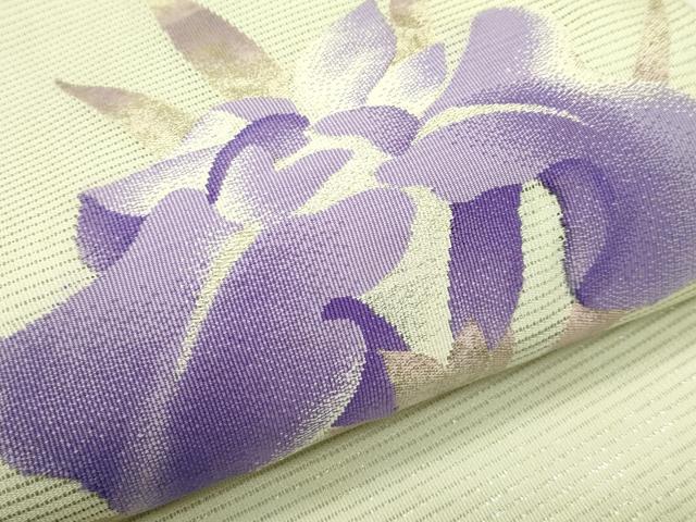 平和屋着物＊夏物　九寸名古屋帯　杜若　銀糸　さが美扱い　正絹　逸品　CABI5341rv
