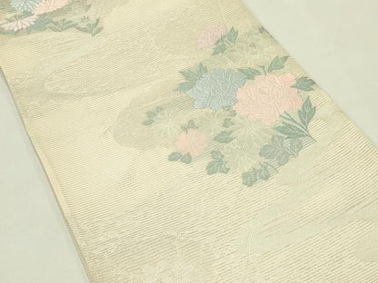 平和屋着物＊夏物　六通柄袋帯　唐織　草花文　銀糸　正絹　逸品　未使用　CABI5352rv