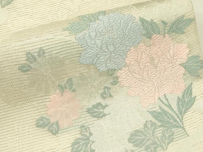 平和屋着物＊夏物　六通柄袋帯　唐織　草花文　銀糸　正絹　逸品　未使用　CABI5352rv