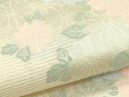 平和屋着物＊夏物　六通柄袋帯　唐織　草花文　銀糸　正絹　逸品　未使用　CABI5352rv