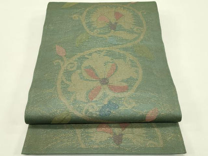 平和屋着物＊夏物　全通柄袋帯　花唐草文　金糸　正絹　逸品　CABI5353rv