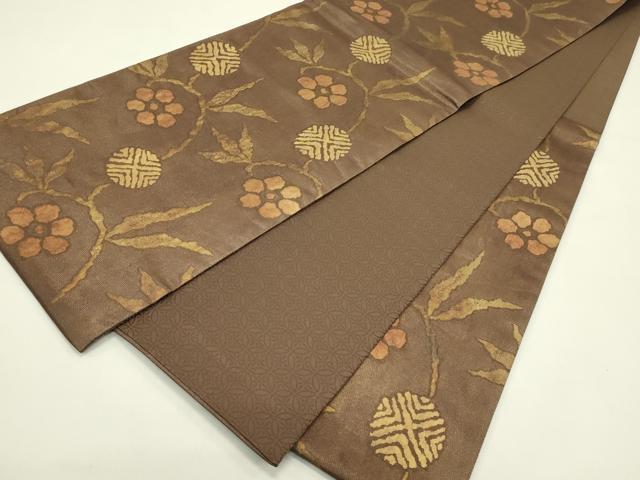 平和屋着物▽六通柄袋帯　スリーシーズン　春夏秋　草花文　金糸　正絹　逸品　CABI5354rv