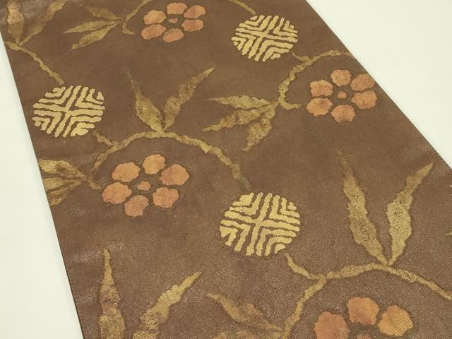 平和屋着物▽六通柄袋帯　スリーシーズン　春夏秋　草花文　金糸　正絹　逸品　CABI5354rv