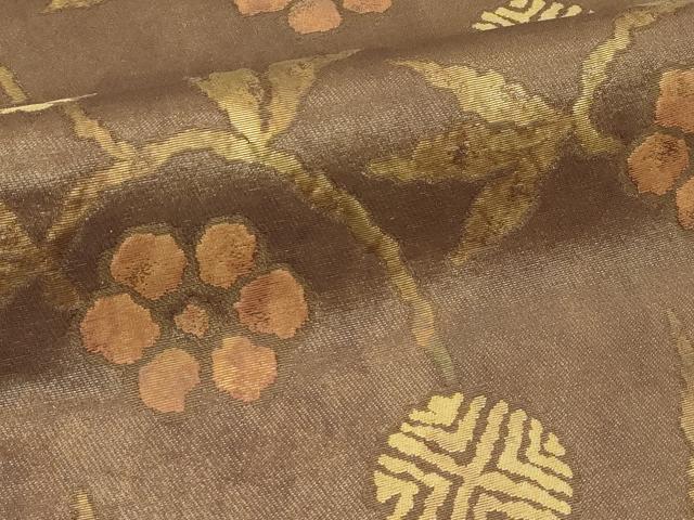 平和屋着物▽六通柄袋帯　スリーシーズン　春夏秋　草花文　金糸　正絹　逸品　CABI5354rv