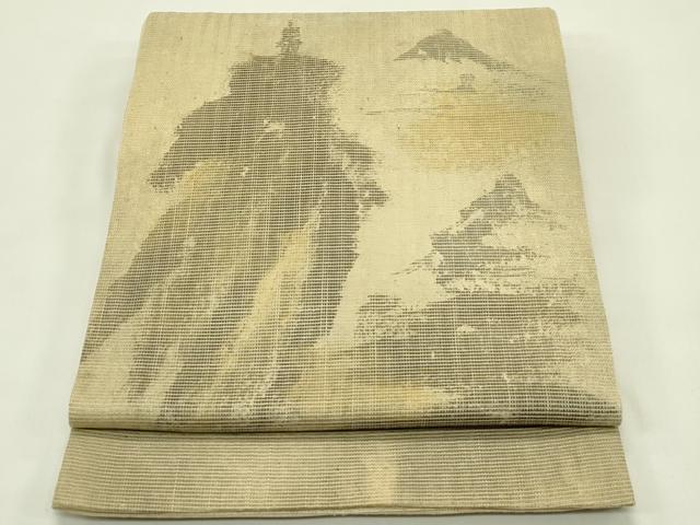 平和屋着物＊夏物　京都陽道庵　上村陽道 　紙布織 　六通柄袋帯　風景文　正絹　逸品　CABI5356rv