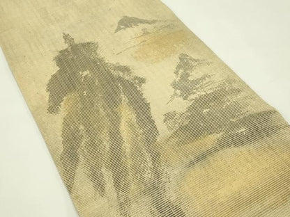 平和屋着物＊夏物　京都陽道庵　上村陽道 　紙布織 　六通柄袋帯　風景文　正絹　逸品　CABI5356rv