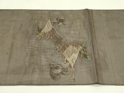 平和屋着物＊夏物　太鼓柄袋帯　すくい織　千鳥　水辺風景文　金糸　正絹　逸品　CABI5357rv