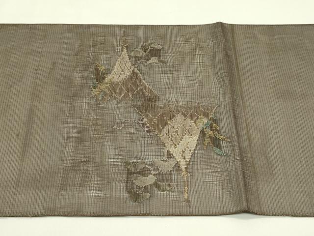 平和屋着物＊夏物　太鼓柄袋帯　すくい織　千鳥　水辺風景文　金糸　正絹　逸品　CABI5357rv