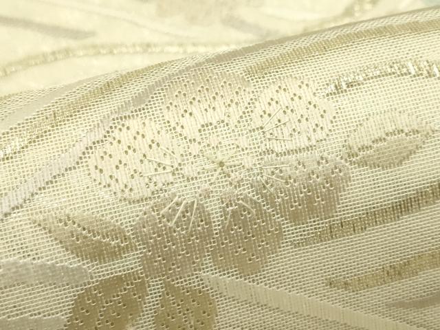 平和屋着物＊夏物　太鼓柄袋帯　総刺繍　絽刺し　区限刺繍　草花文　金糸　正絹　逸品　CABI5360rv