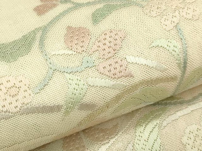 平和屋着物＊夏物　太鼓柄袋帯　総刺繍　絽刺し　区限刺繍　草花文　金糸　正絹　逸品　CABI5360rv