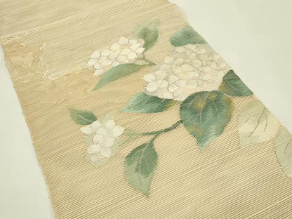 平和屋着物＊夏物　八寸名古屋帯　紫陽花　銀糸　正絹　逸品　CABI5363rv