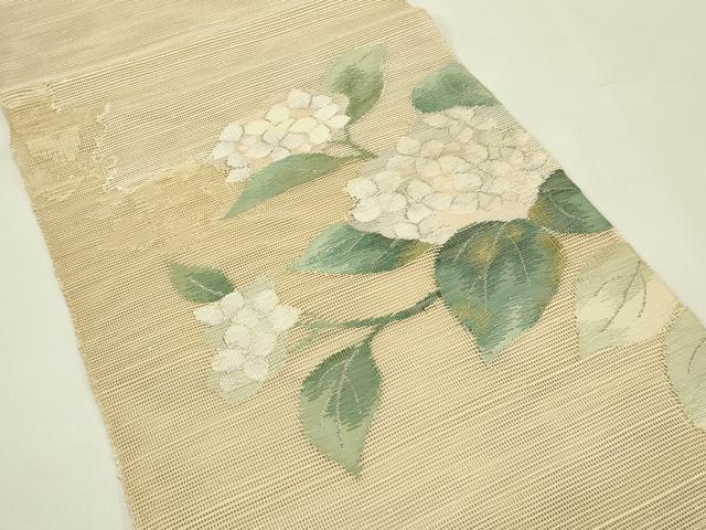 平和屋着物＊夏物　八寸名古屋帯　紫陽花　銀糸　正絹　逸品　CABI5363rv