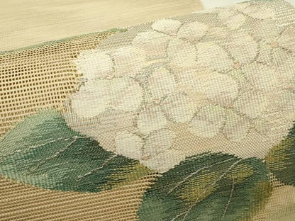 平和屋着物＊夏物　八寸名古屋帯　紫陽花　銀糸　正絹　逸品　CABI5363rv