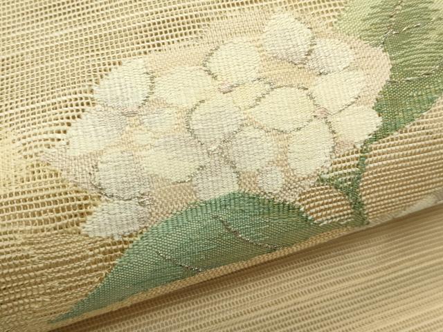 平和屋着物＊夏物　八寸名古屋帯　紫陽花　銀糸　正絹　逸品　CABI5363rv