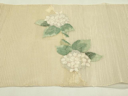 平和屋着物＊夏物　八寸名古屋帯　紫陽花　銀糸　正絹　逸品　CABI5363rv