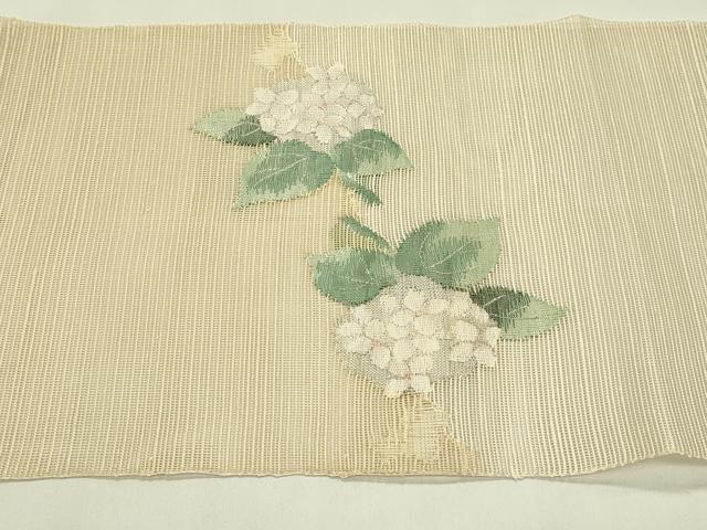 平和屋着物＊夏物　八寸名古屋帯　紫陽花　銀糸　正絹　逸品　CABI5363rv