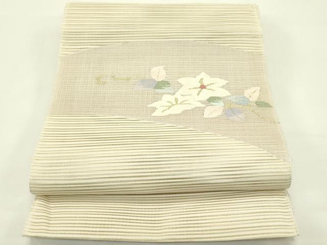 平和屋着物＊夏物　八寸名古屋帯　絽綴れ　草花文　金糸　正絹　逸品　CABI5369rv