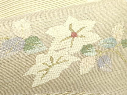 平和屋着物＊夏物　八寸名古屋帯　絽綴れ　草花文　金糸　正絹　逸品　CABI5369rv