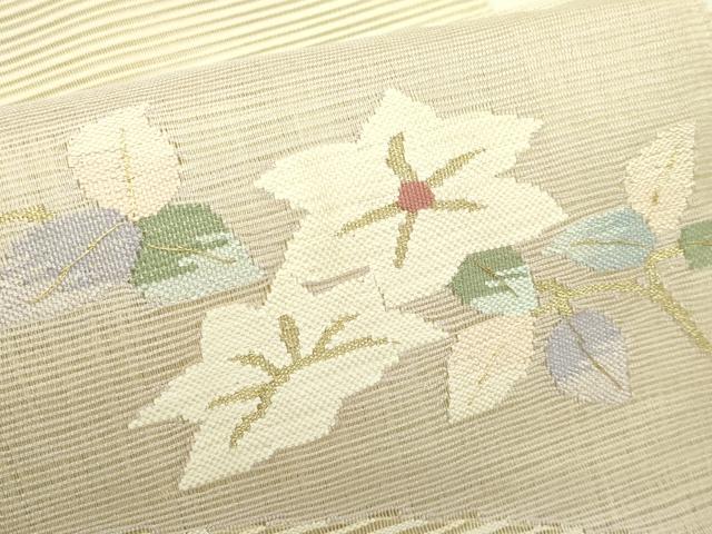 平和屋着物＊夏物　八寸名古屋帯　絽綴れ　草花文　金糸　正絹　逸品　CABI5369rv