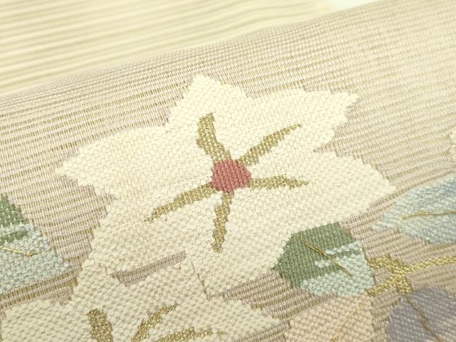 平和屋着物＊夏物　八寸名古屋帯　絽綴れ　草花文　金糸　正絹　逸品　CABI5369rv