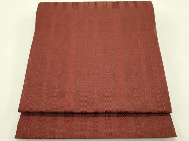 平和屋着物＊夏物　本場筑前博多織　八寸名古屋帯　紗献上　赤褐色　証紙付き　正絹　逸品　未使用　CABI5375rv