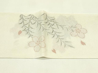 平和屋着物＊夏物　八寸名古屋帯　枝垂れ柳舞桜文　CABI5376rv