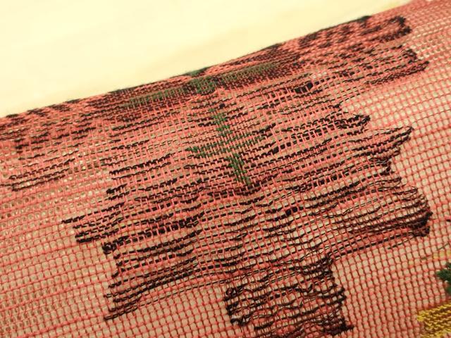 平和屋着物＊夏物　八寸名古屋帯　草花文　正絹　逸品　CABI5377rv