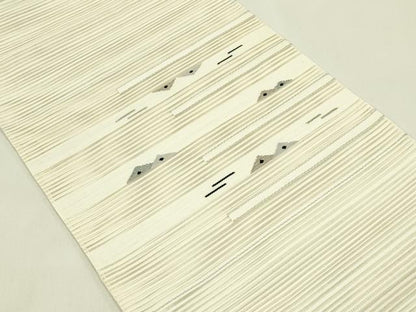 平和屋着物＊夏物　八寸名古屋帯　絽綴れ　霞文　銀糸　正絹　逸品　CABI5379rv